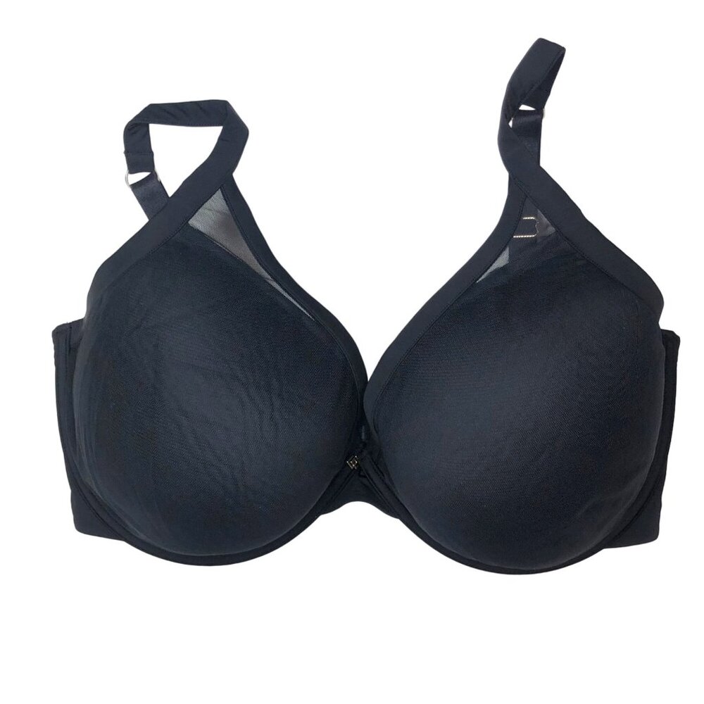 Third Love 36G 24/7 Classic Uplift Black Bra Sheer Overlay Full Coverage 36DDDD